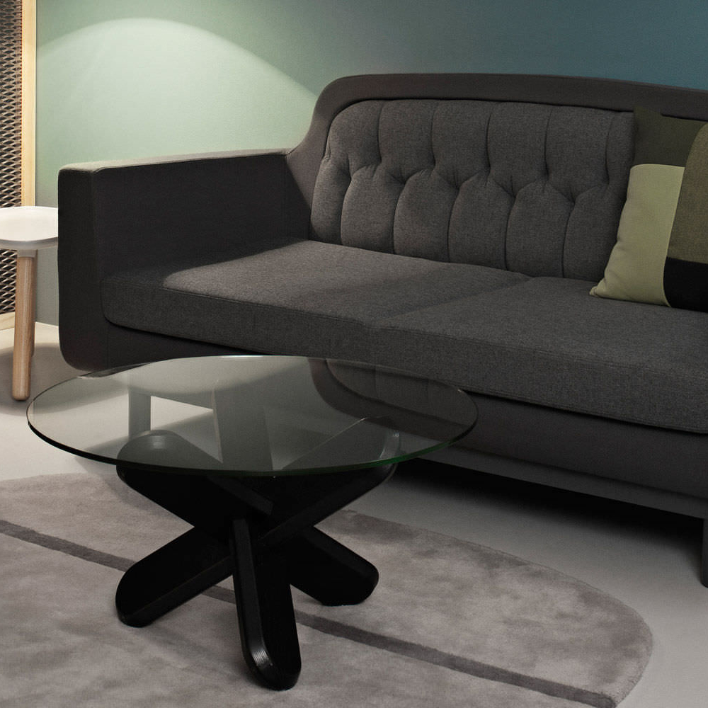 Стол Ding 40 x D75 см, прозрачное стекло-черный Normann Copenhagen 602242 - Вид №1