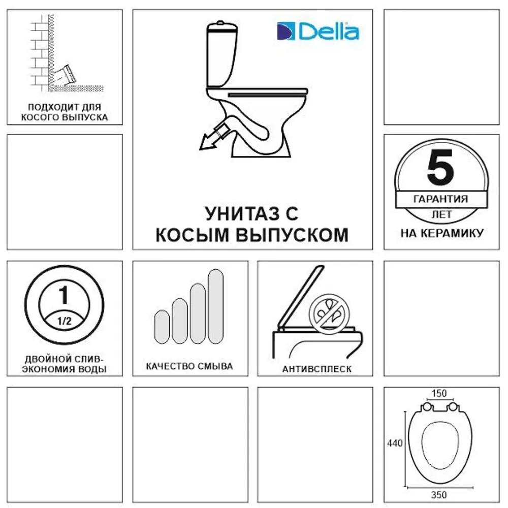 Унитаз напольный Lucky косой выпуск двойной слив Santreyd STLM-2007925 - Вид №7