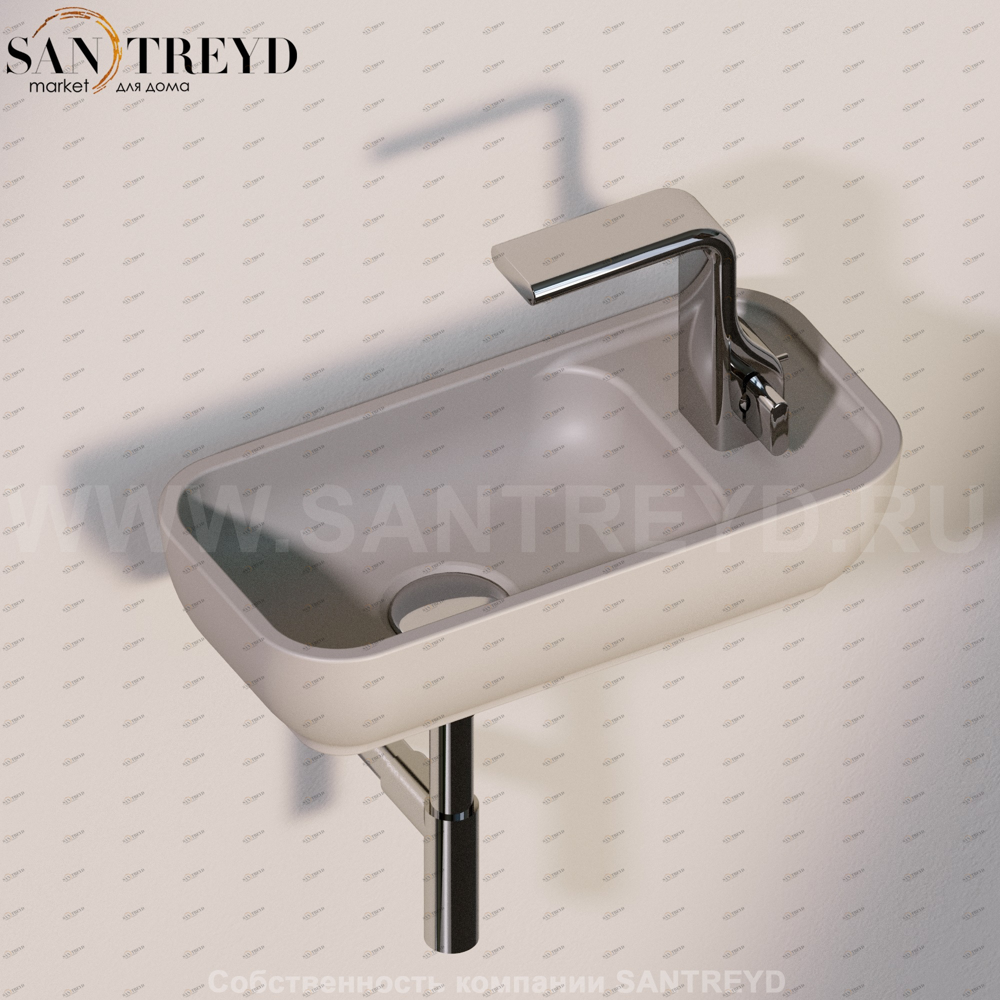 PS40LD1019 Подвесная раковина настенная прямоугольная Ceramica Flaminia Pass серая