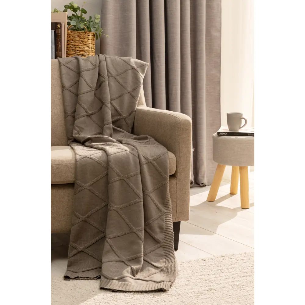 Плед вязаный 150x200 см акрил цвет серый Santreyd отсутствует STLM-2139915 - Вид №3