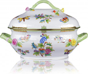 59394 Herend Супница овальная 3,85л "Виктория" (с веточкой) Фарфор