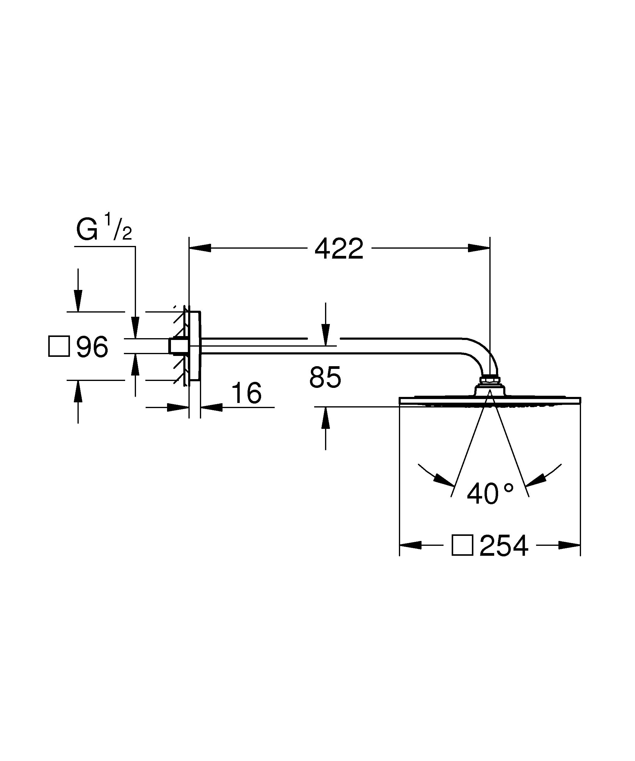 Верхний душ с душевым кронштейном GROHE Rainshower F-Series 10 дюймов, хром (26259000) - Вид №1