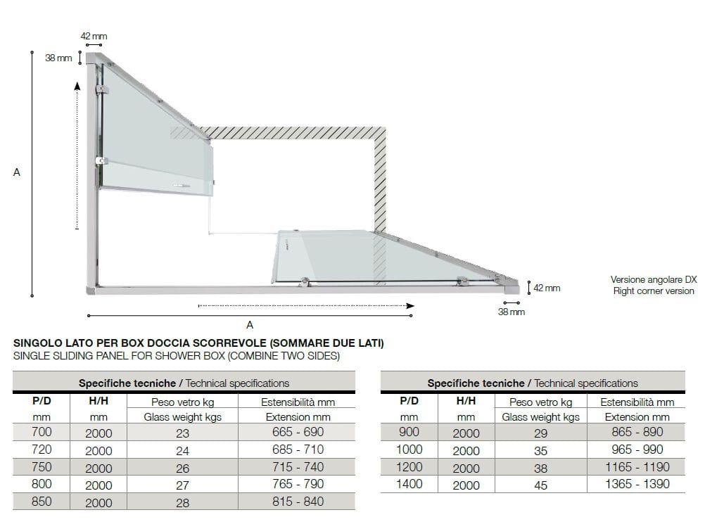 Алюминиевая и стеклянная угловая душевая кабина TAMANACO QUICK ARCH-00003570 - Вид №2