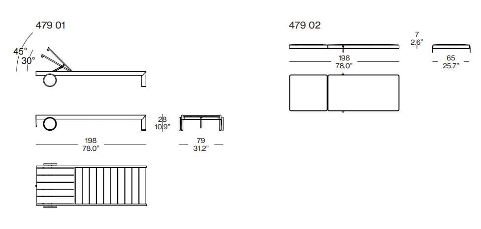 Тканевая откидная Садовая кровать с колесами CASSINA LIE OUT ARCH-00028746 - Вид №4