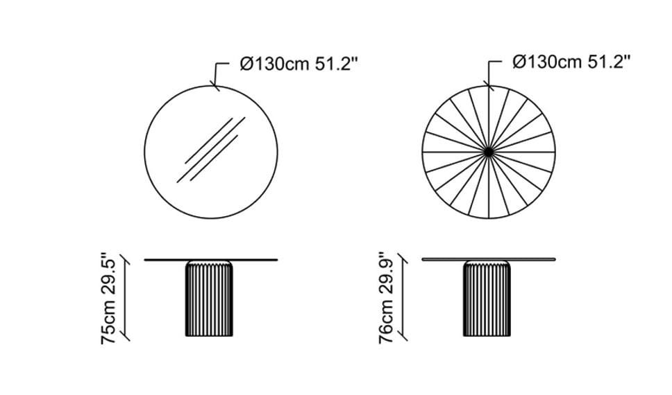 Круглый деревянный обеденный стол со стеклянной столешницей NDESIGN Ezora ARCH-00003779 - Вид №1