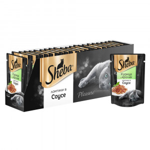 ПР0014921*24 Корм для кошек Pleasure ломтики в соусе курица и кролик конс. пауч 85г (упаковка - 24 шт) SHEBA