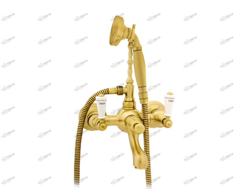 035018.M00.30 Душевой набор для ванны с фарфором Античная латунь Mestre RETRO