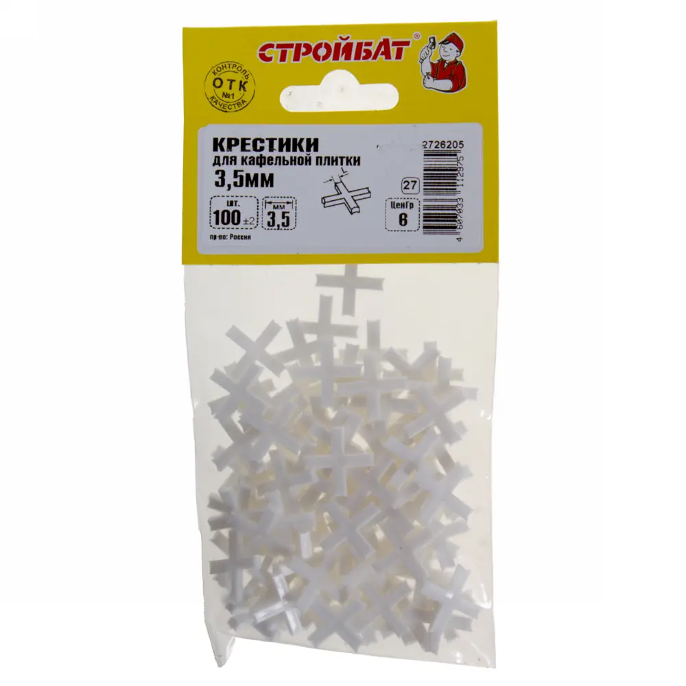 Крестики для плитки СТРОЙБАТ 3,5 мм - профессиональная калибровка швов 10977536 STLM-0000960 - Вид №1