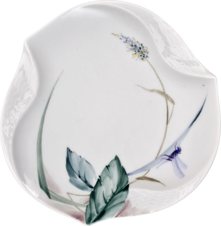 93258 Meissen Блюдо рельефное 12,5см "Игра волн, рельеф, дикая флора" Фарфор 