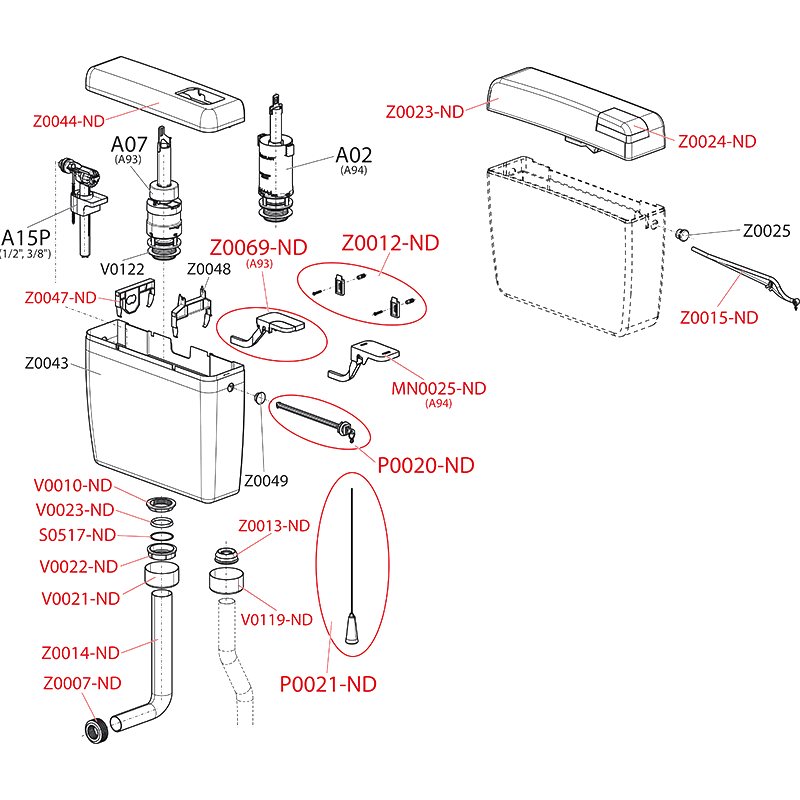Универсальный бачок для унитаза ALCA UNI Старт/Стоп ALCAPLAST A9412 - Вид №2