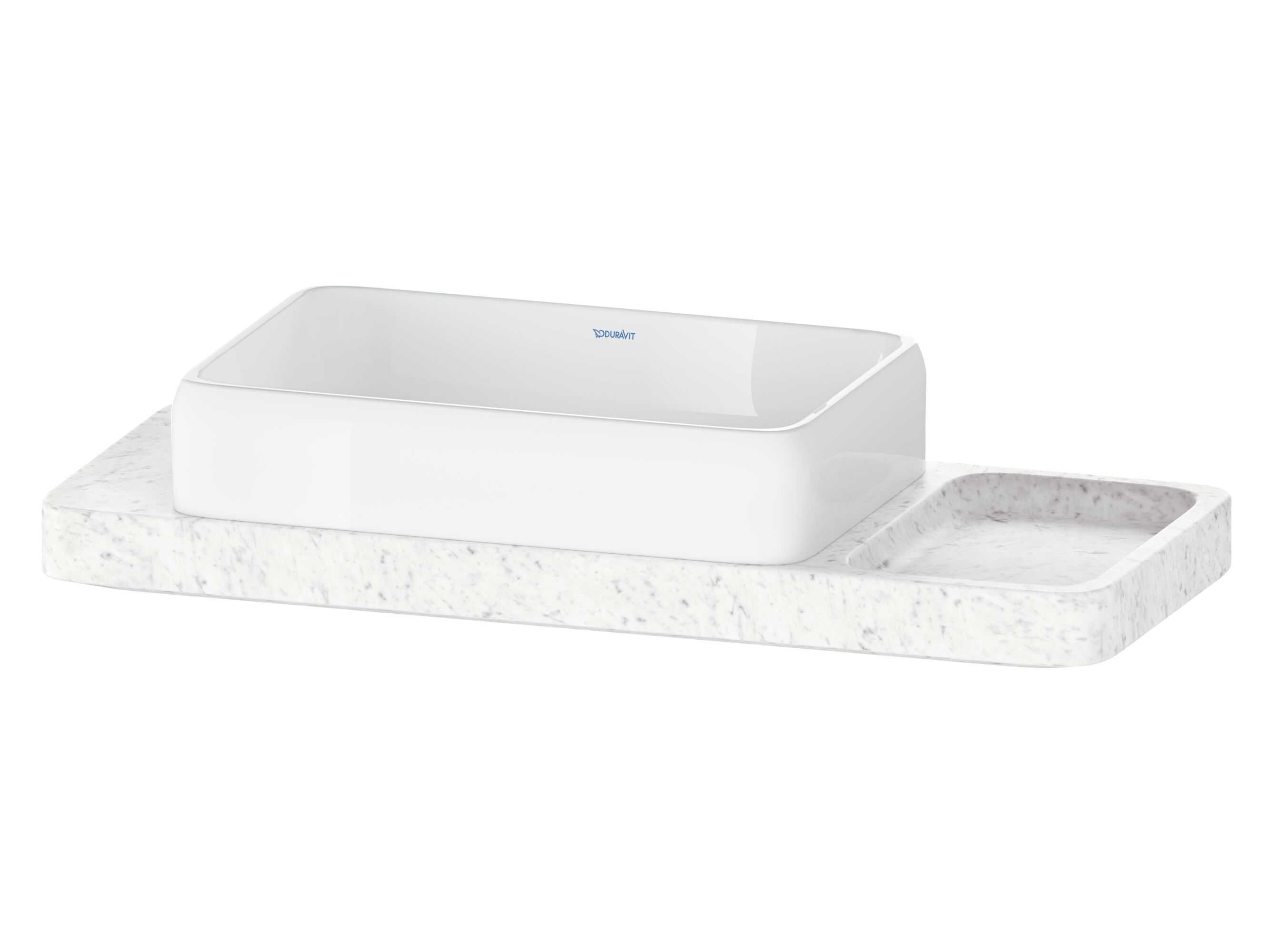 Керамическая и мраморная прямоугольная подвесная раковина с столешницей Duravit Qatego ARCH-00093679