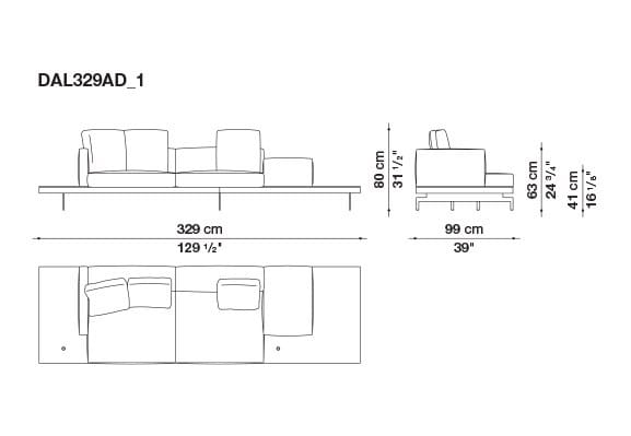 3-местный тканевый диван с полуостровом B&B Italia док ARCH-00061121 - Вид №14