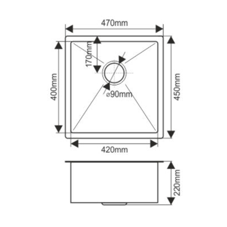 Мойка H4745 MELANA ProfLine 3,0/200 САТИН врезная прямоугольная с коландером H4745 H4745 сатин - Вид №1