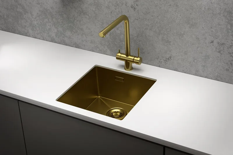 4445U, ЗОЛОТО САТИН, стальная кухонная мойка GRANULA 4445U-ST304