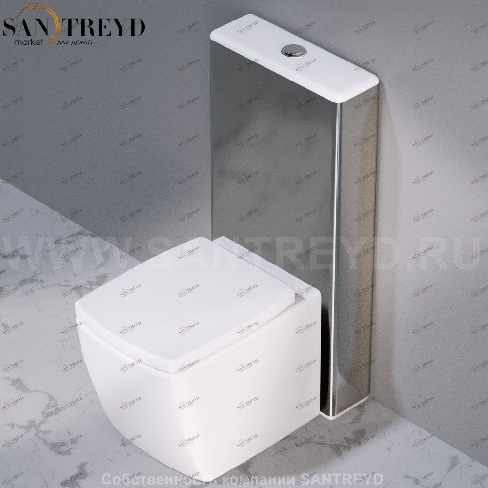 C301251 Компакт унитаз с бачком Хромированный A. e T. Italia WALL Италия AeT ITALIA