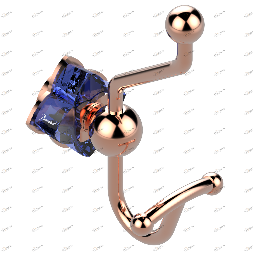 U6B-510A Крючок для халатов двойной Thg-paris Pétale de Cristal, синий хрусталь Розовое золото U6B-510A CAT.F