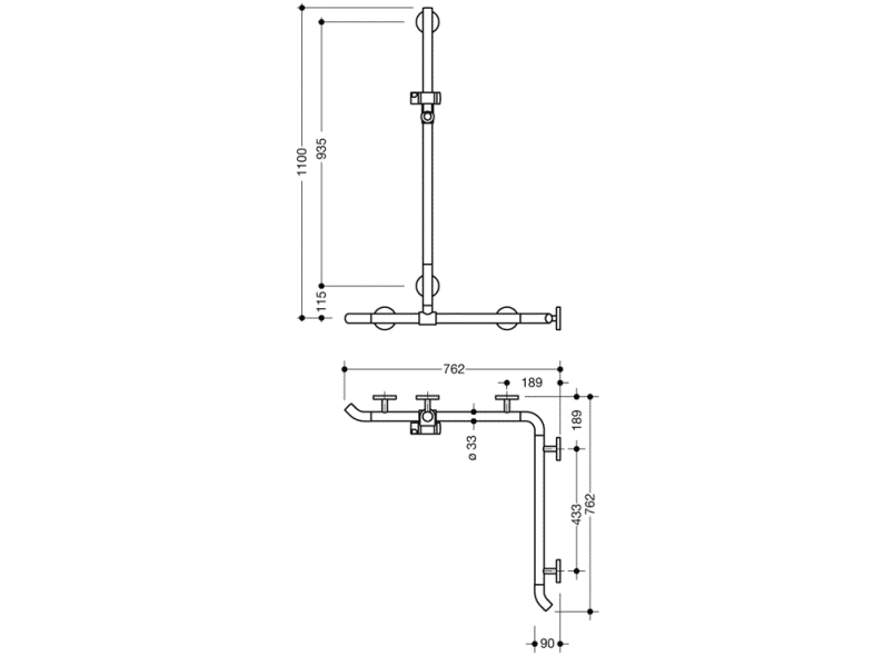 950.35.31091 Поручень для душа с выдвижным держателем для душа HEWI Greifen  - Вид №5