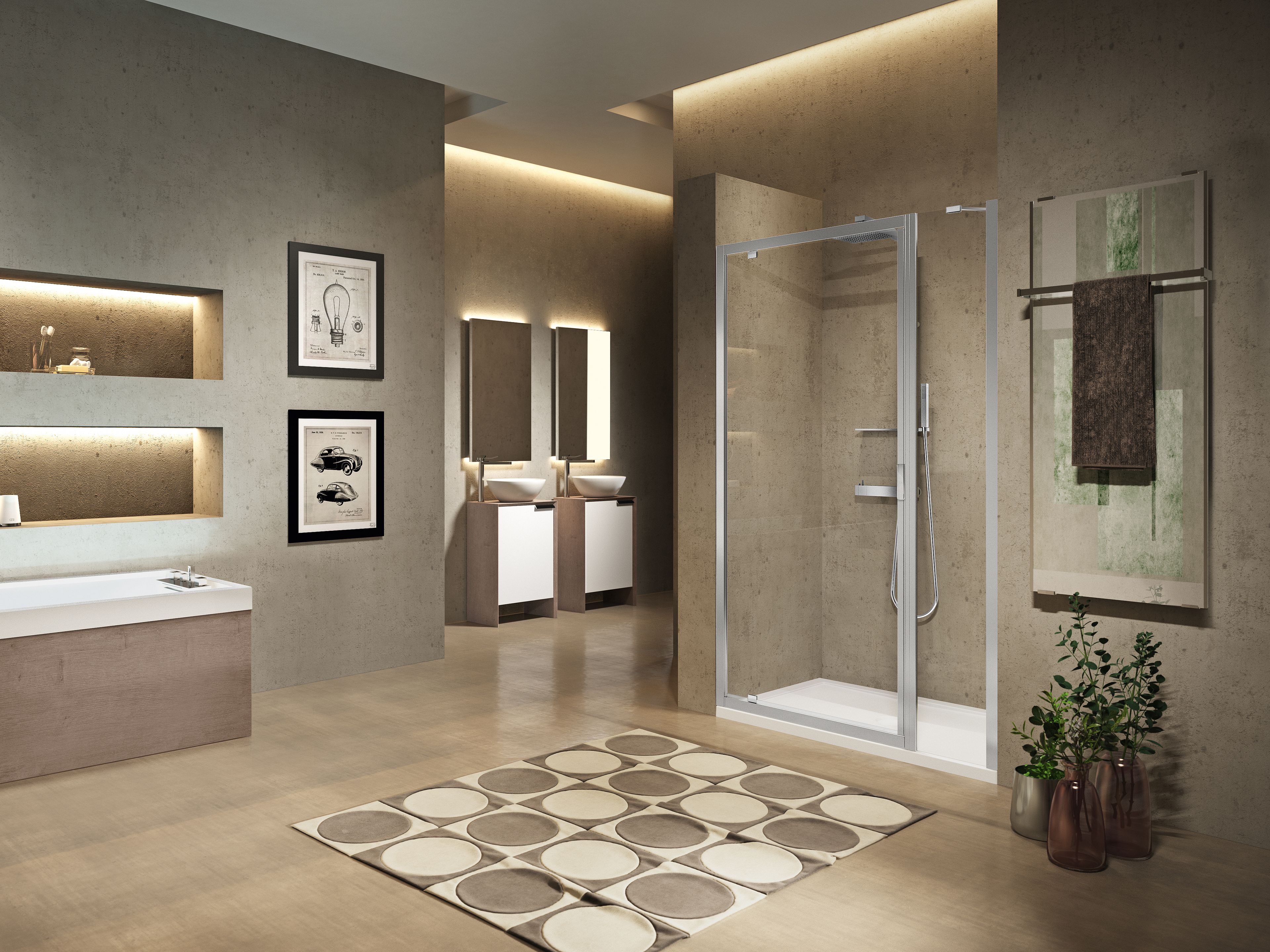 Нишевая душевая кабина с поворотной дверью Novellini Lunes ARCH-00065127 - Вид №1