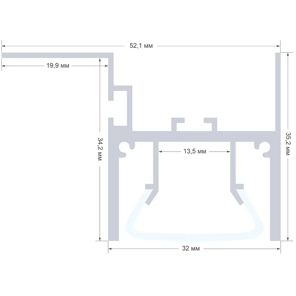 Профиль для потолка Apeyron алюминиевый 51.2x35.2 мм 2 м STLM-2149545 - Вид №4