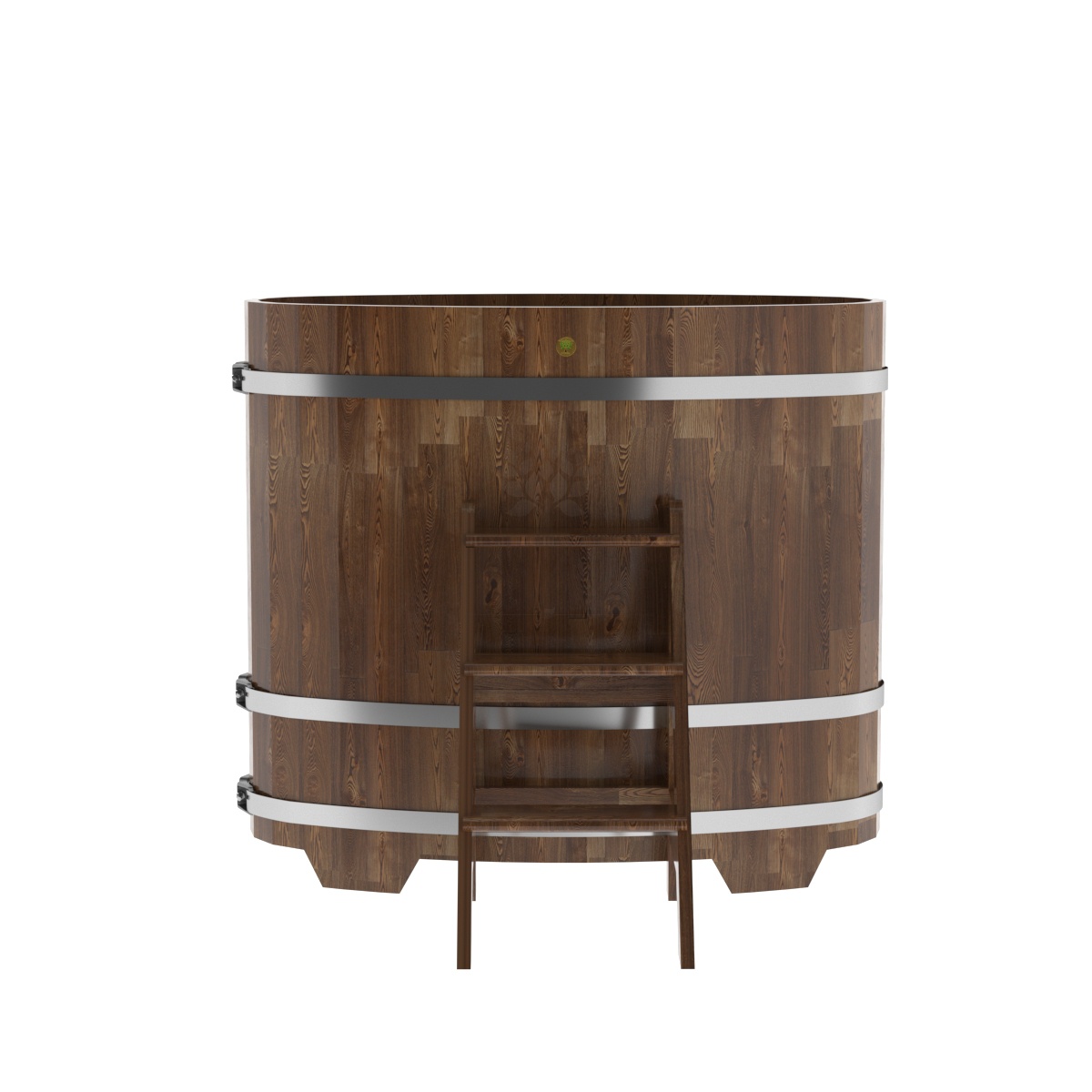 1376 Купель овальная из сращенных ламелей лиственницы 0,69х1,31х1,2 морёная Alyarus  - Вид №3