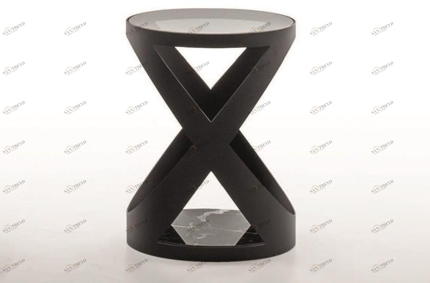 Tonin Casa Высокий стол из стекла и металла с мраморным основанием  T6232 