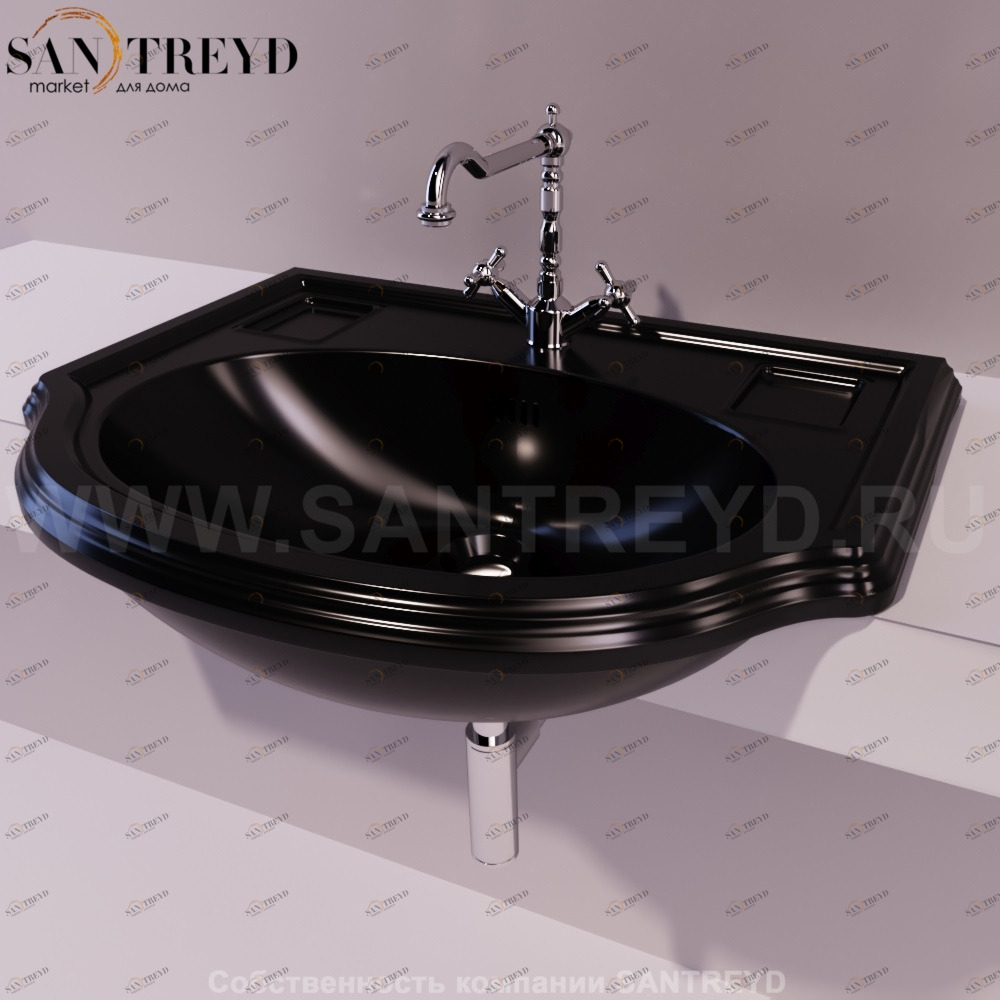 AR835.Nero Полувстраиваемая раковина консольная 50 см черная Simas Arcade AR835NERO