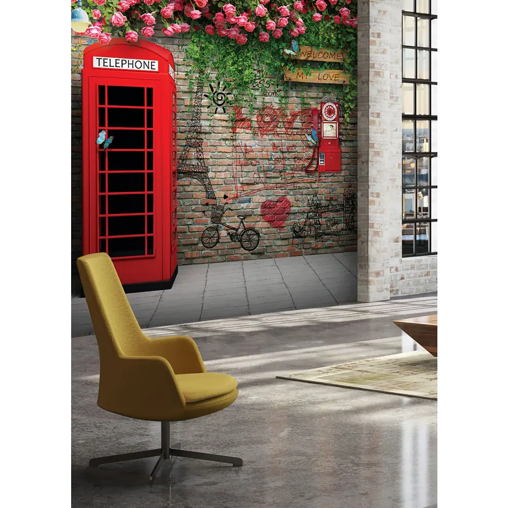 Фотообои «Телефонная будка» 3D флизелиновые 300х270 см L12-976 FBRUSH 3D FLIZART STLM-2013967 - Вид №2