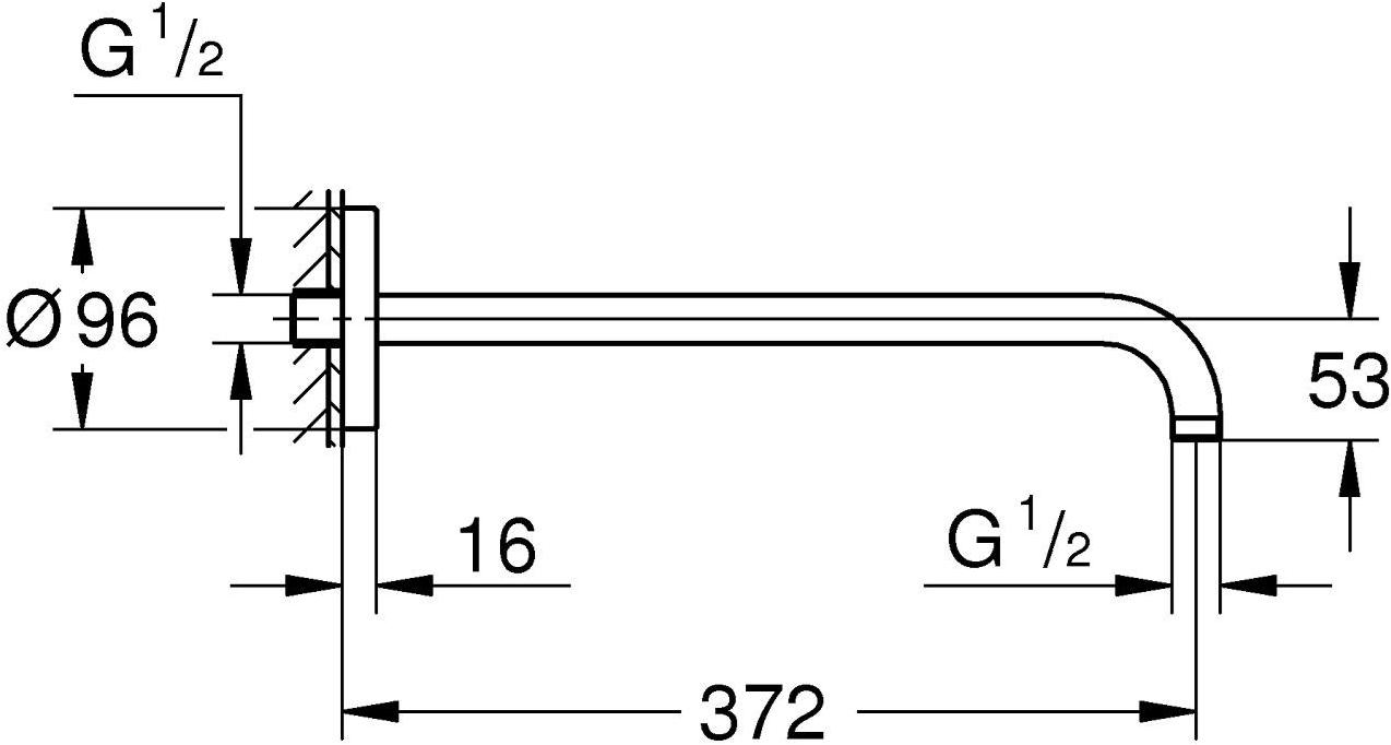 Душевой кронштейн GROHE Rainshower neutral 378 мм, хром (28982000) - Вид №3