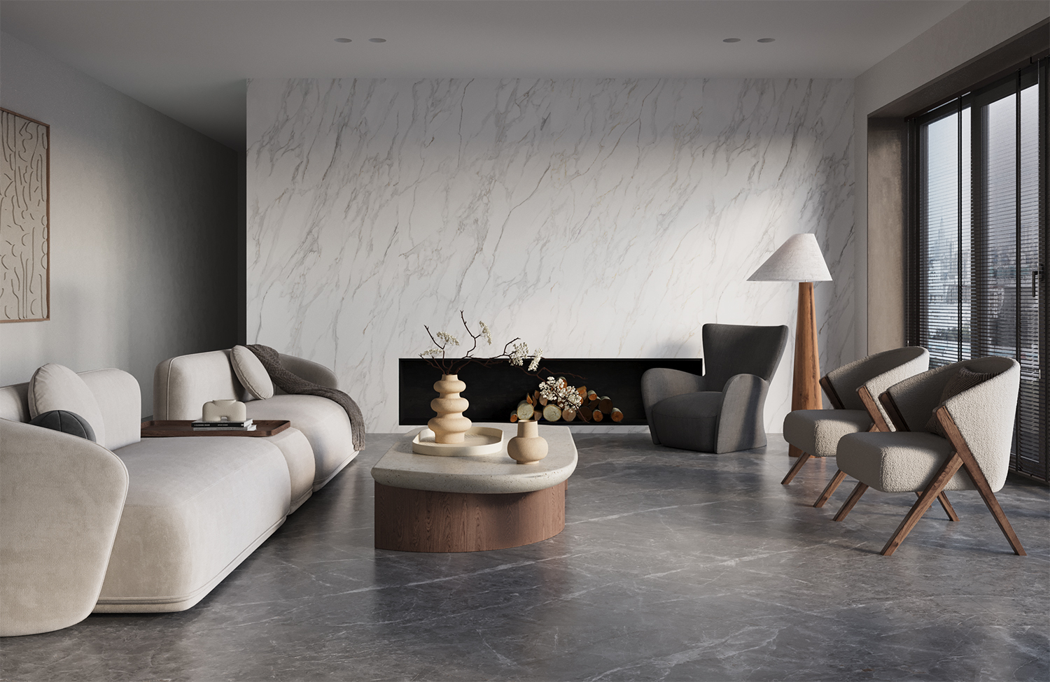 Бесконечная элегантность: керамический слэб CARRARA BIANCO STP-ST188 INCOLOR Double Polished - Вид №2