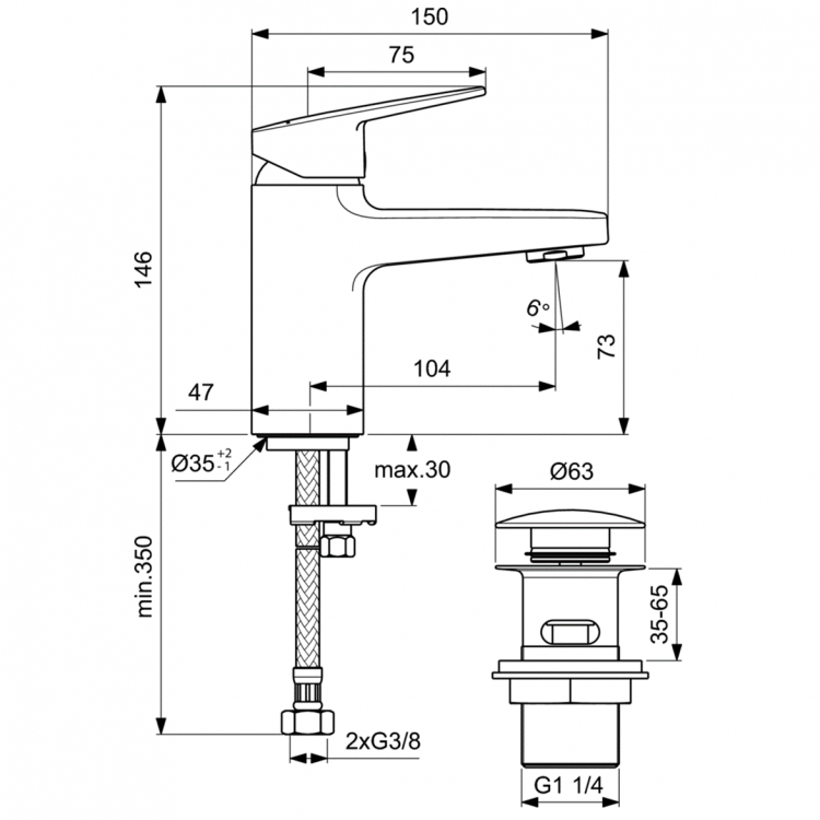 BD216AA Смеситель для раковины Ideal Standard CERAPLAN  - Вид №4