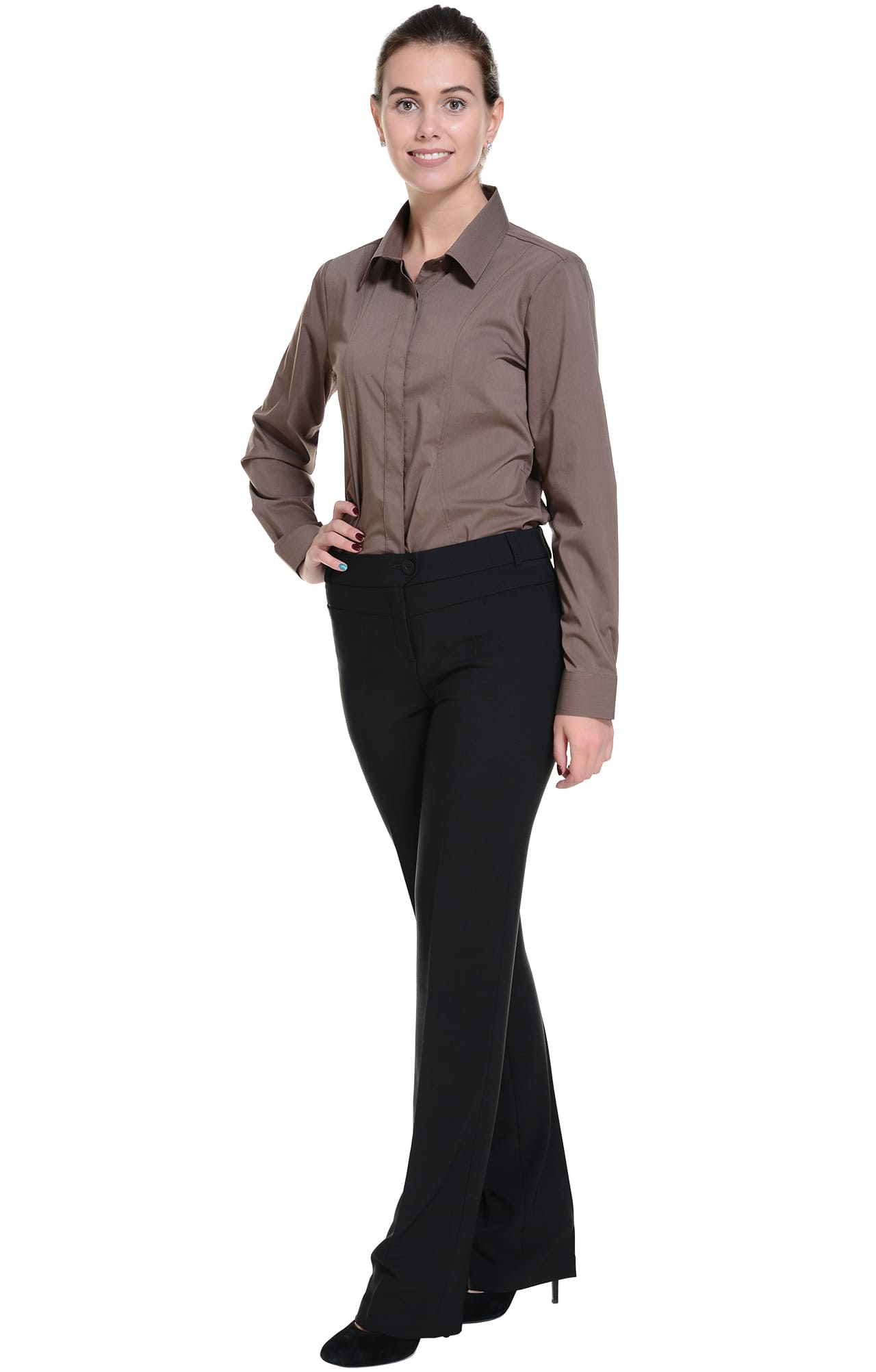 62511 Рубашка женская  chocolate El-Risto  Корпоративная одежда  размер 44 (M)  - Вид №6