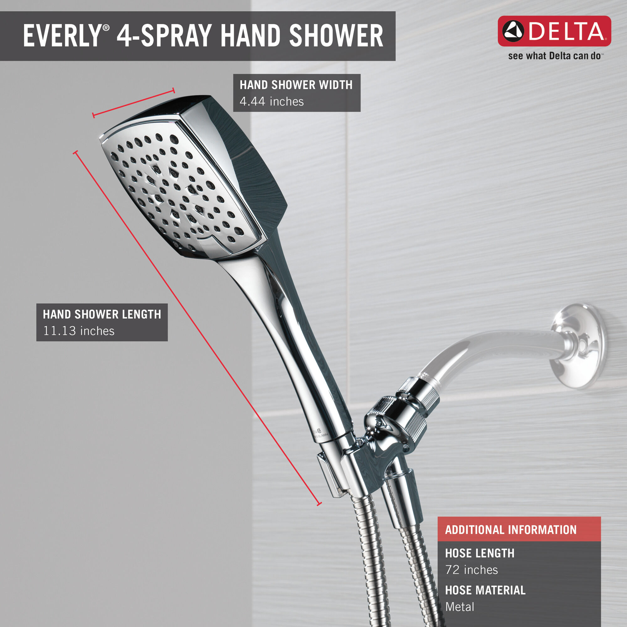75441 Ручной душ с 4 настройками Delta Faucet Everly Хром  - Вид №1