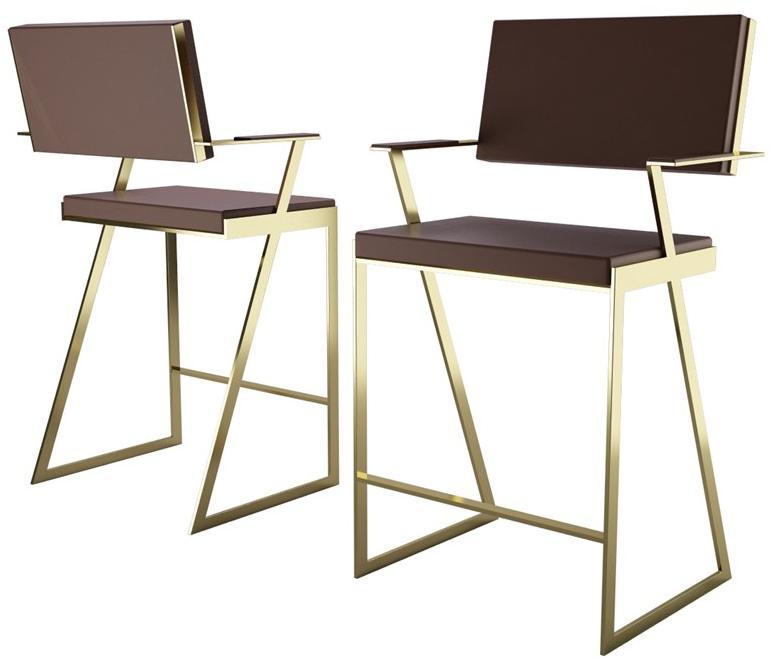 ZALABA Design Высокий кожаный табурет со спинкой Zulu sun-id-1428924 - Вид №1