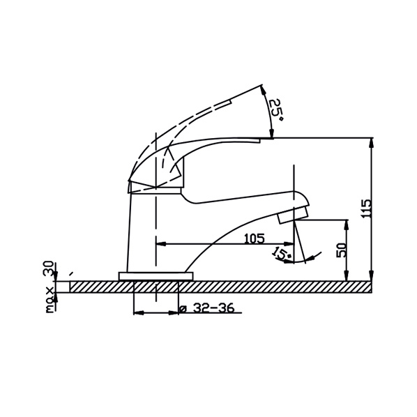 35-04 Open  Смеситель для умывальника  ARGO kran 3504open - Вид №1