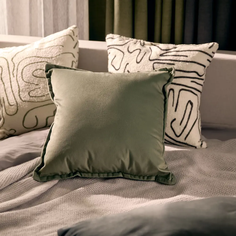 Перея Декоративная подушка 45×45 см хаки бархат 89426302 Santreyd STLM-1580294 - Вид №4