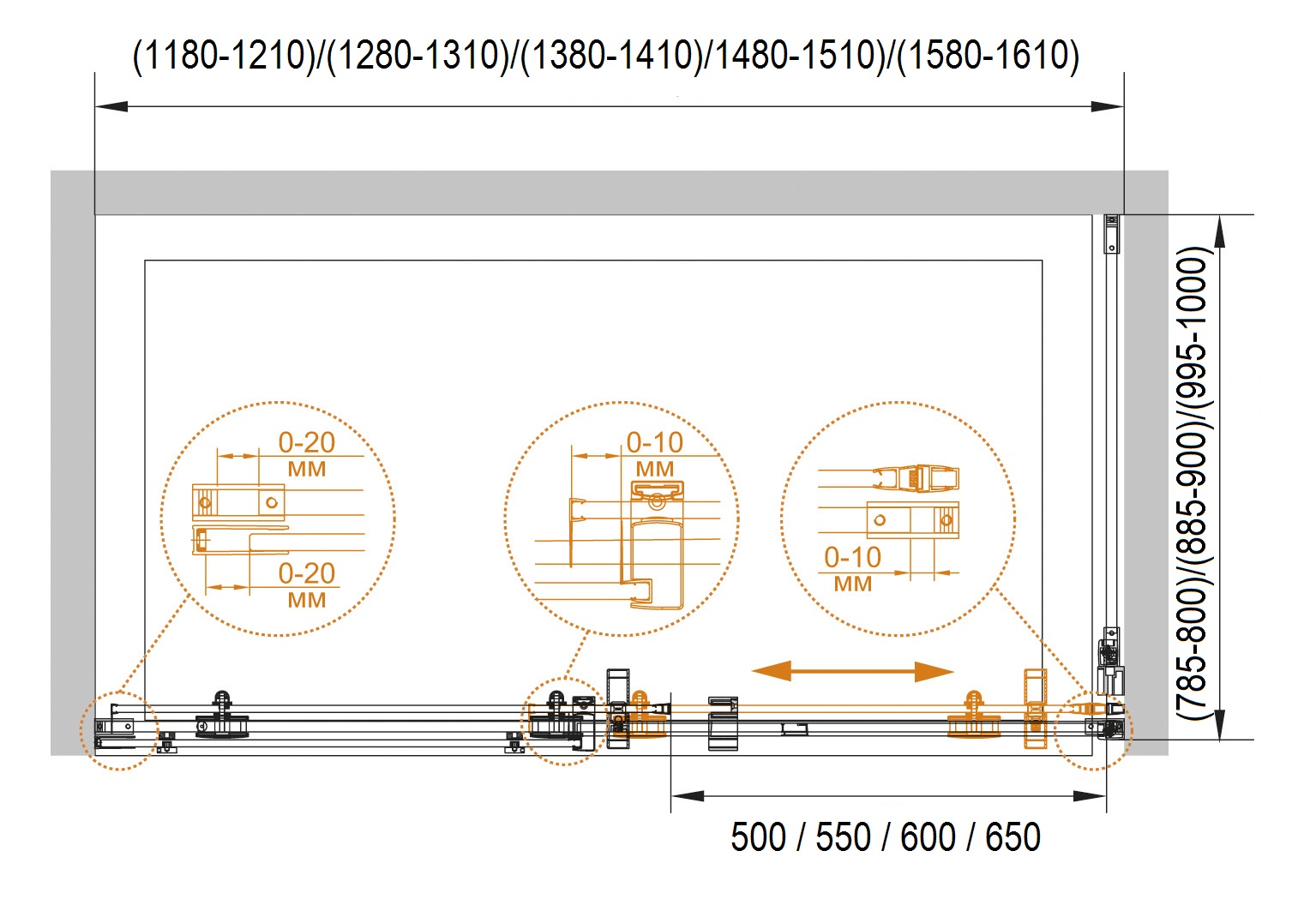 Душевой уголок CEZARES STYLUS-O-M-AH-1-140/80-C-Cr - Вид №7