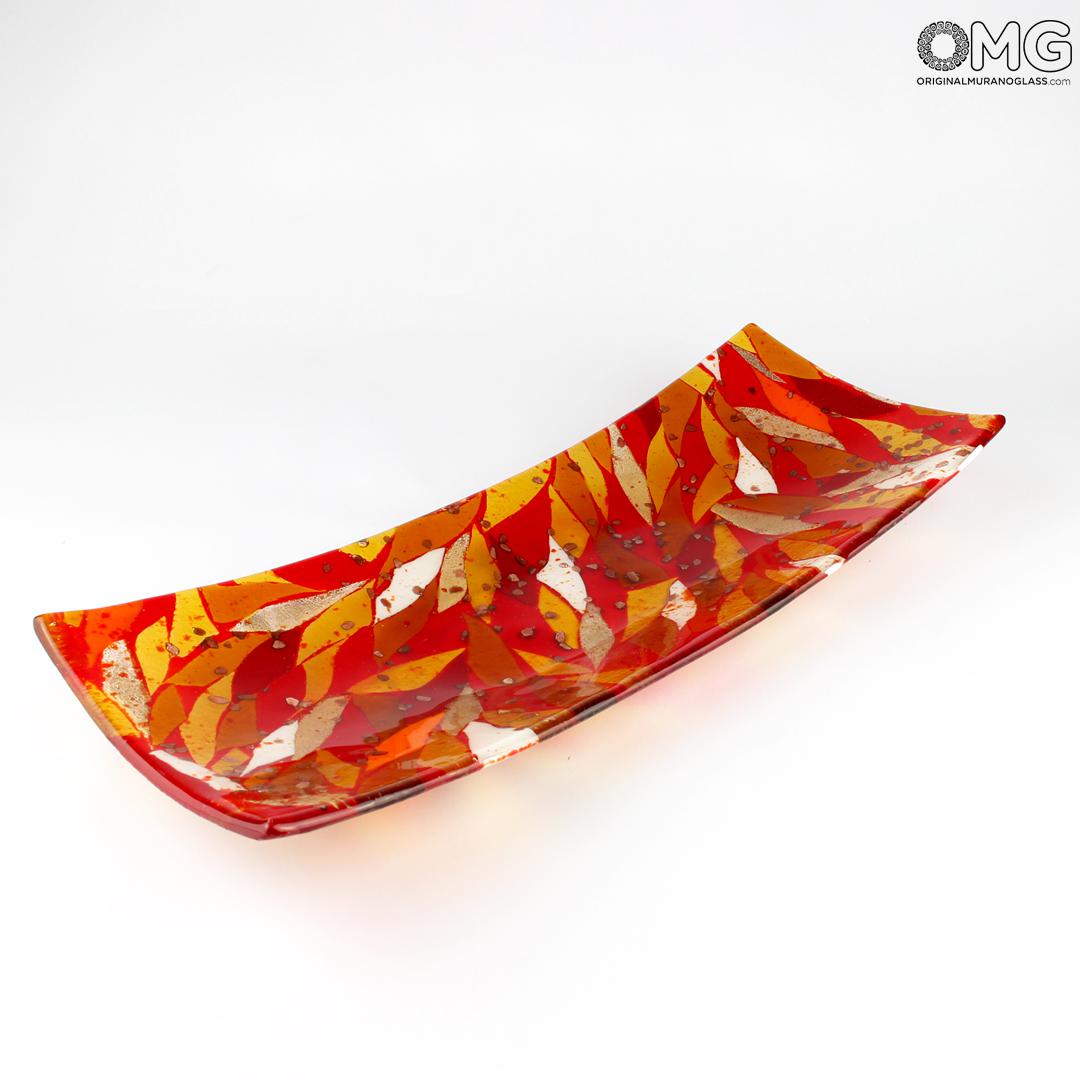 3153 ORIGINALMURANOGLASS Прямоугольное блюдце Нюанс - красное - Original Murano Glass OMG 8 см  - Вид №1