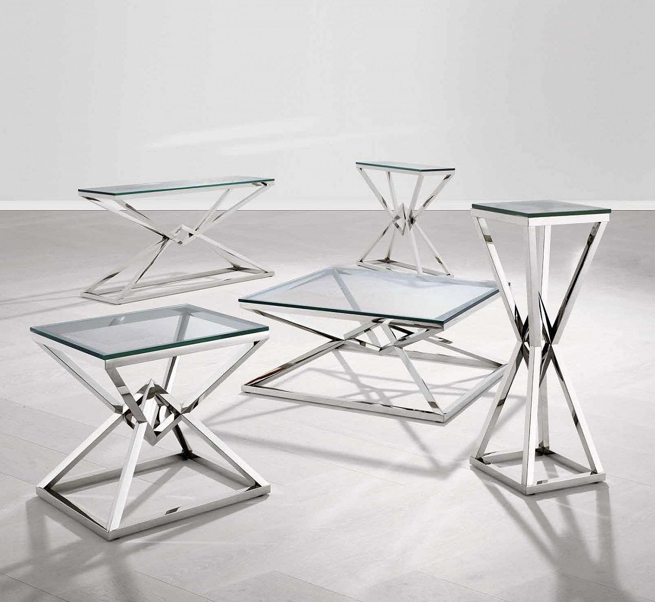 Колонна со стеклянной столешницей 100х35 см прозрачная Column Connor EICHHOLTZ  00-3883345 Прозрачный;серебро  - Вид №1