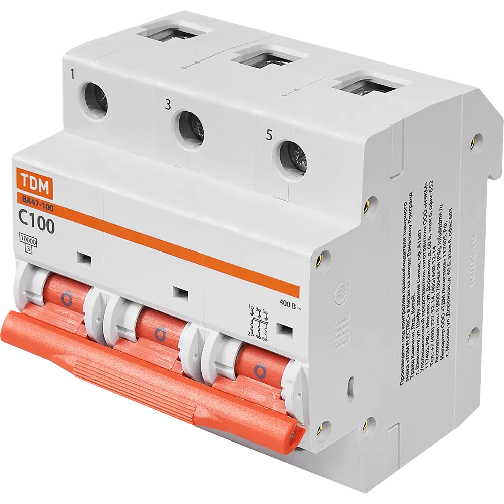 Автоматический выключатель TDM Electric ВА47-100 3P для надежной защиты сети 84399534 STLM-0049307
