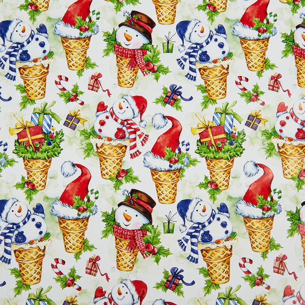Упаковочная бумага «Снеговики» 70 см Симфония STLM-2186408