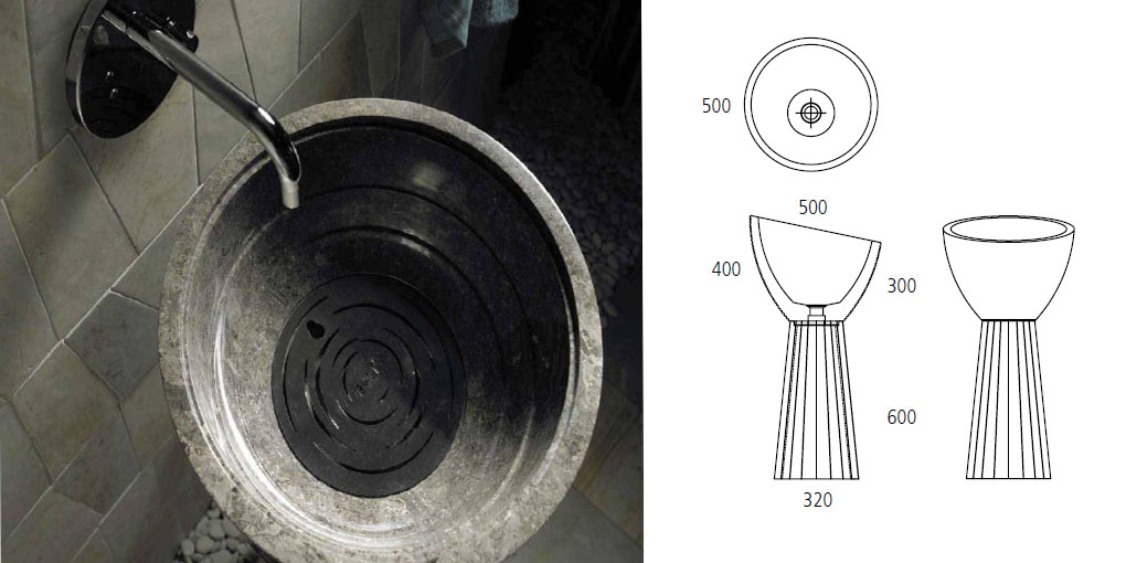ORG012DSTT011DK Напольная раковина стоящая круглая BATi BALi  - Вид №2