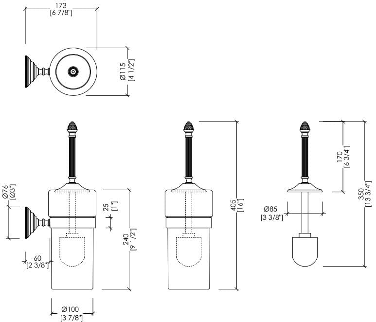 Керамическая и латунная настенная туалетная щетка Devon&Devon ARCH-00091694 - Вид №2