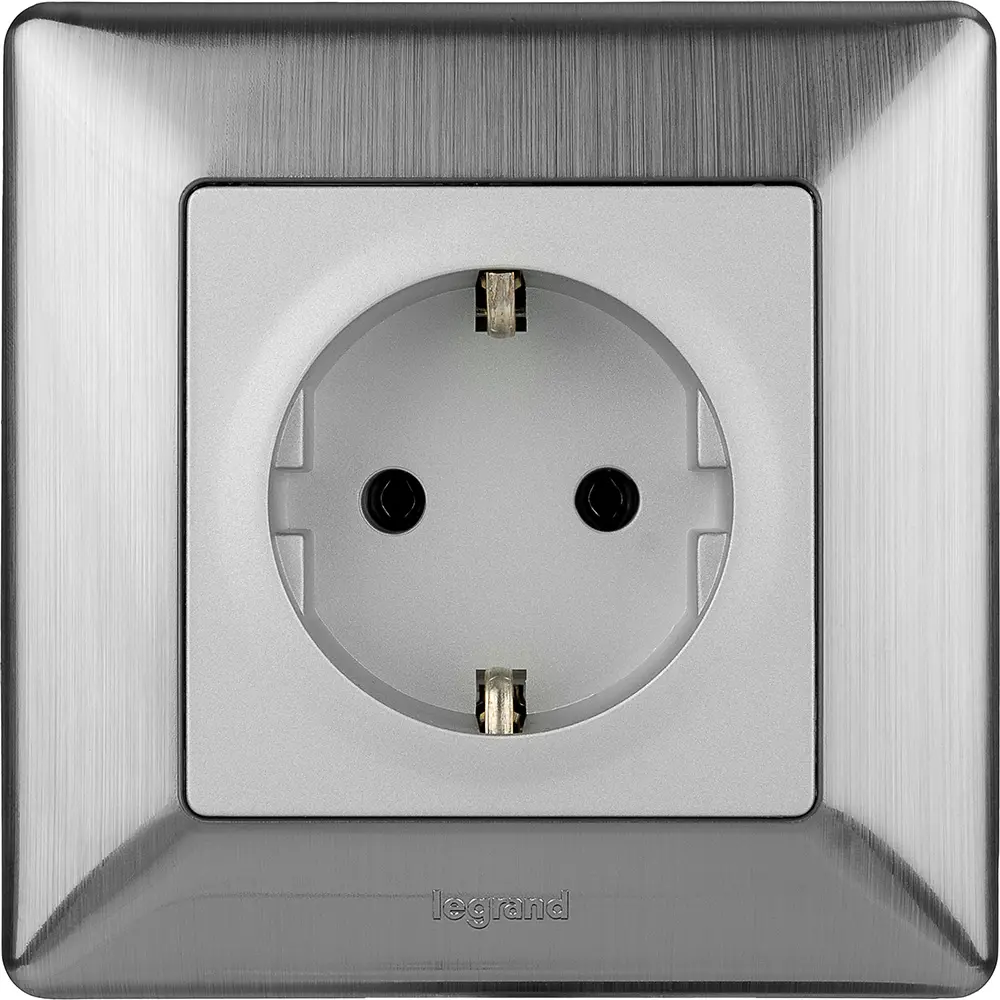 Розетка Legrand VLN-L 2 контакта с заземлением цвет алюминий Valena Life STLM-2183199 - Вид №5