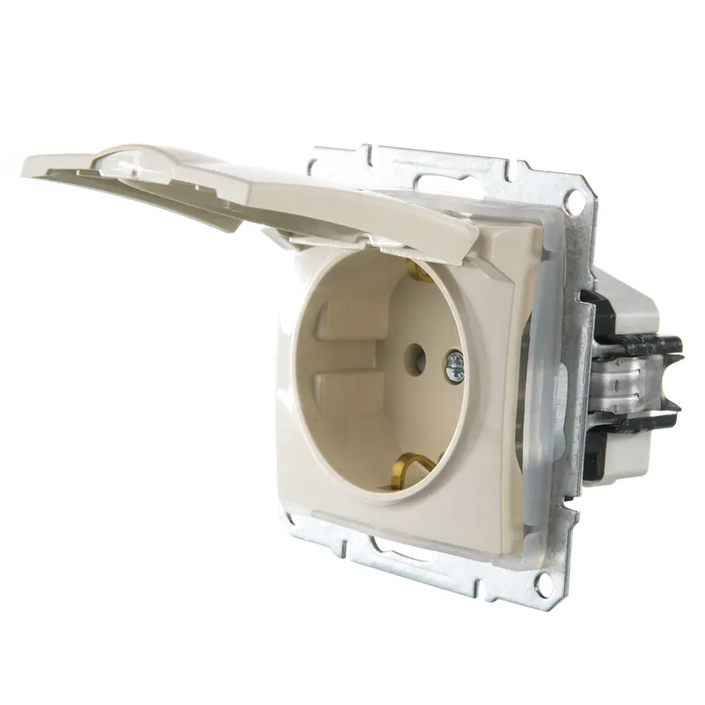 Розетка Schneider Electric Sedna с заземлением, крышка, цвет бежевый, IP44 13370473 STLM-2141276 - Вид №1