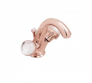 Gentry Home Смеситель для умывальника на три отверстия с выдвижным краном Crystal Розовое золото GH100326