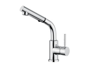 Смеситель для кухни из хромированной латуни со съемным ручным душем