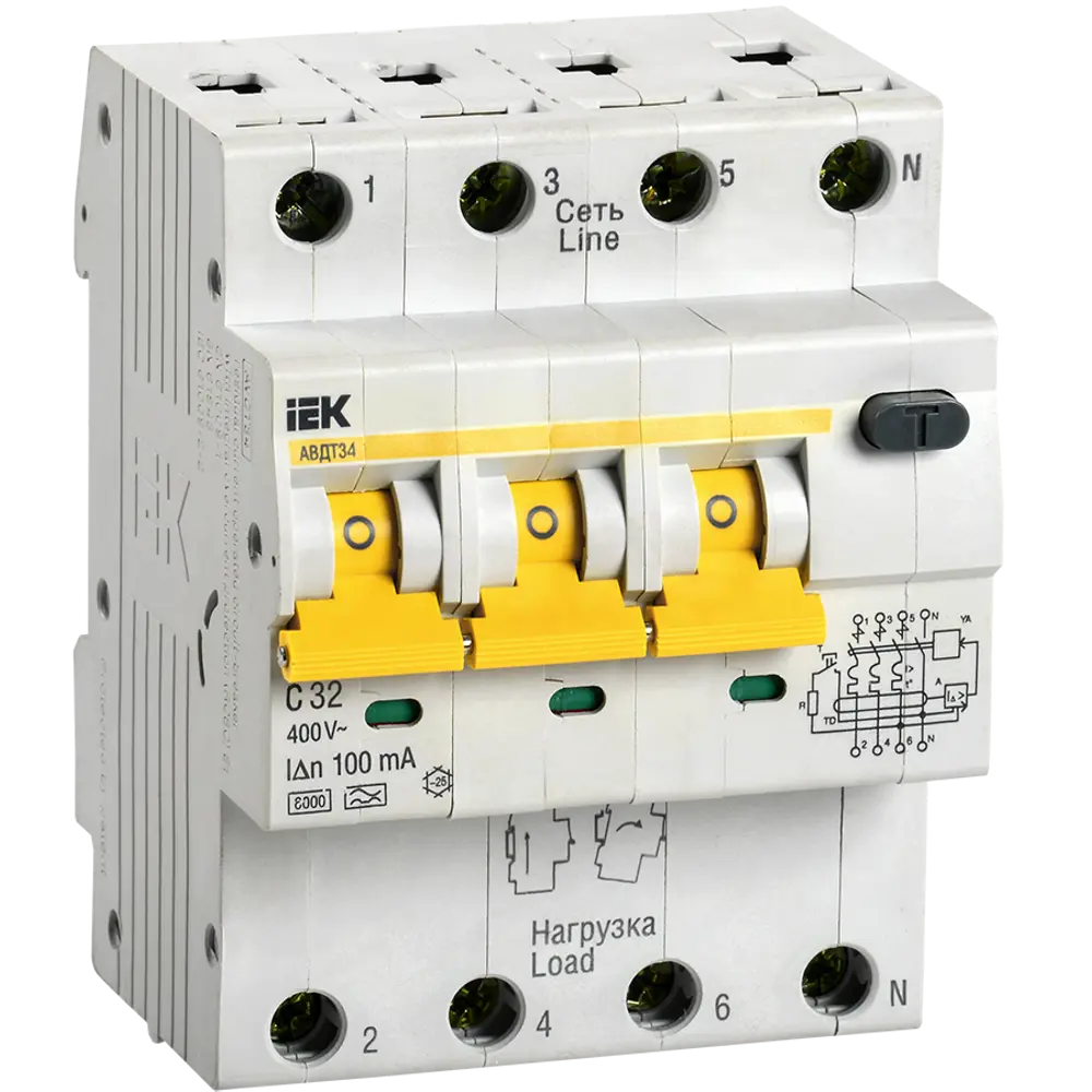 Автоматический выключатель дифференциального тока IEK АВДТ34 C32 100 мА STLM-2150403