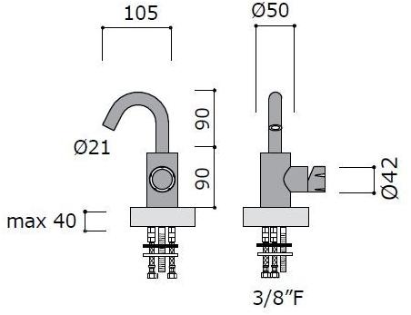 MINA Смеситель для биде, однорычажный, из нержавеющей стали Synth 4509 - Вид №1