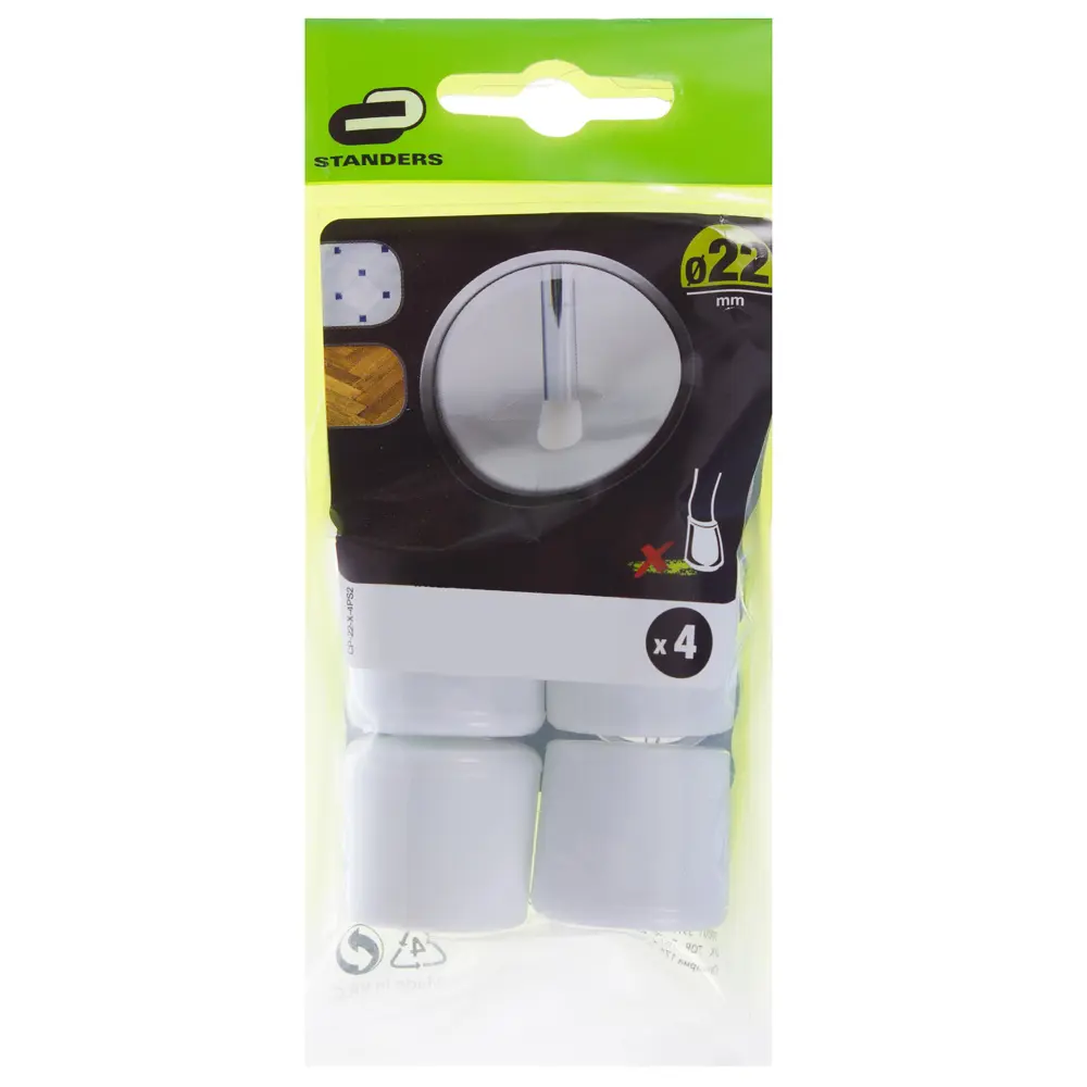 Насадки Standers 22 мм, круглые, пластик, цвет белый, 4 шт STLM-2167428 - Вид №2