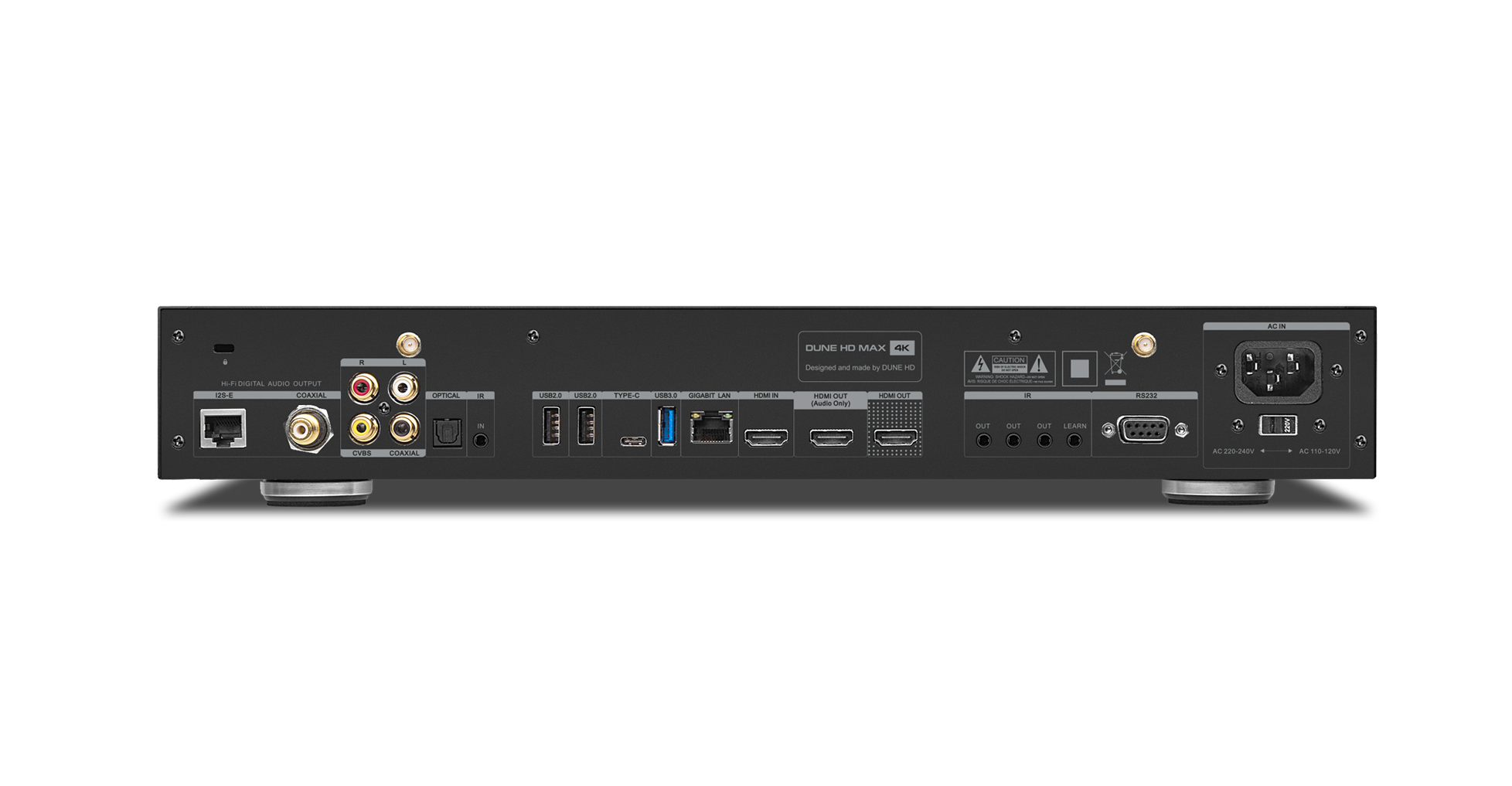 Dune HD Max 4K Hi-fi 4k mediaplayer max 4k: ultrahd/60 hz/3d/hdr/10 bit, cpu realtek 1295, ram 2 gb, flash 16 gb, 3xusb2.0, 1xusb3.0, 1xusb type-c, 2xhdd sata 3.5", micro sd, lan 1000mb/s, wifi 802.1ac, bt 4.2, hdmi 2.0a, xmos, hdmi audio-out, s/pdif, rca Santreyd  - Вид №2